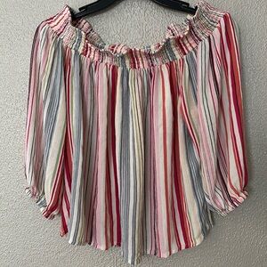 Rare Women’s Lascana Off The Shoulder Top, Colorful Stripe, 4/6